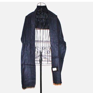 Van Heusen Men's Scarf Fringed 72 x 24 NWT Warm Gift for Him Navy Blue & Black